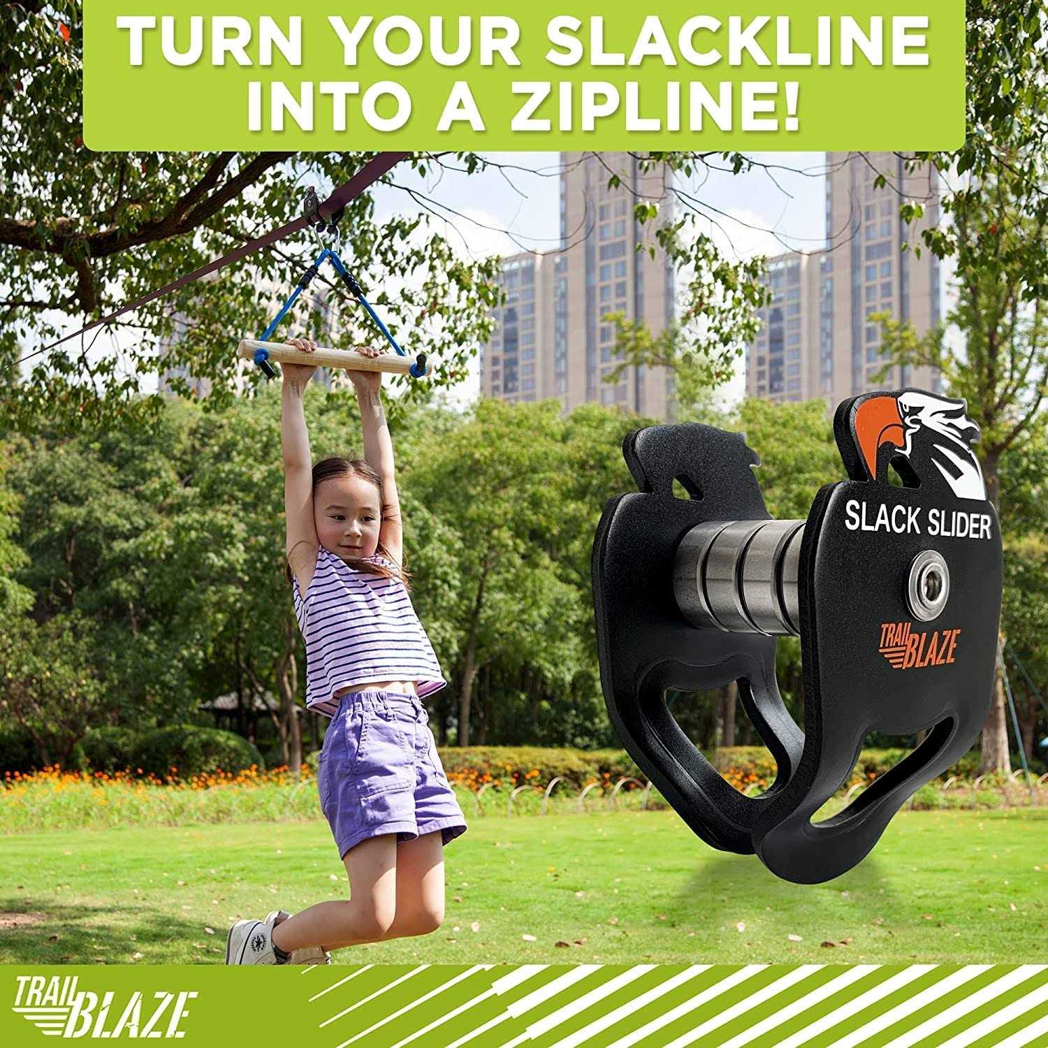 Trailblaze Ninja Warrior Hanging Obstacle Course for Kids 50 Feet Ninja Slackline Set with Tree Protectors - Sports Supplies Online Store