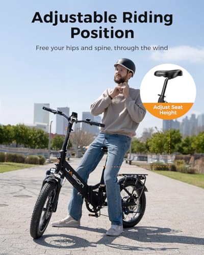 Jasion EB7 2.0/ST Electric Bike for Adults, 1200W Peak Motor 28MPH Max Speed Folding Ebike, 48V 10AH Removable Battery