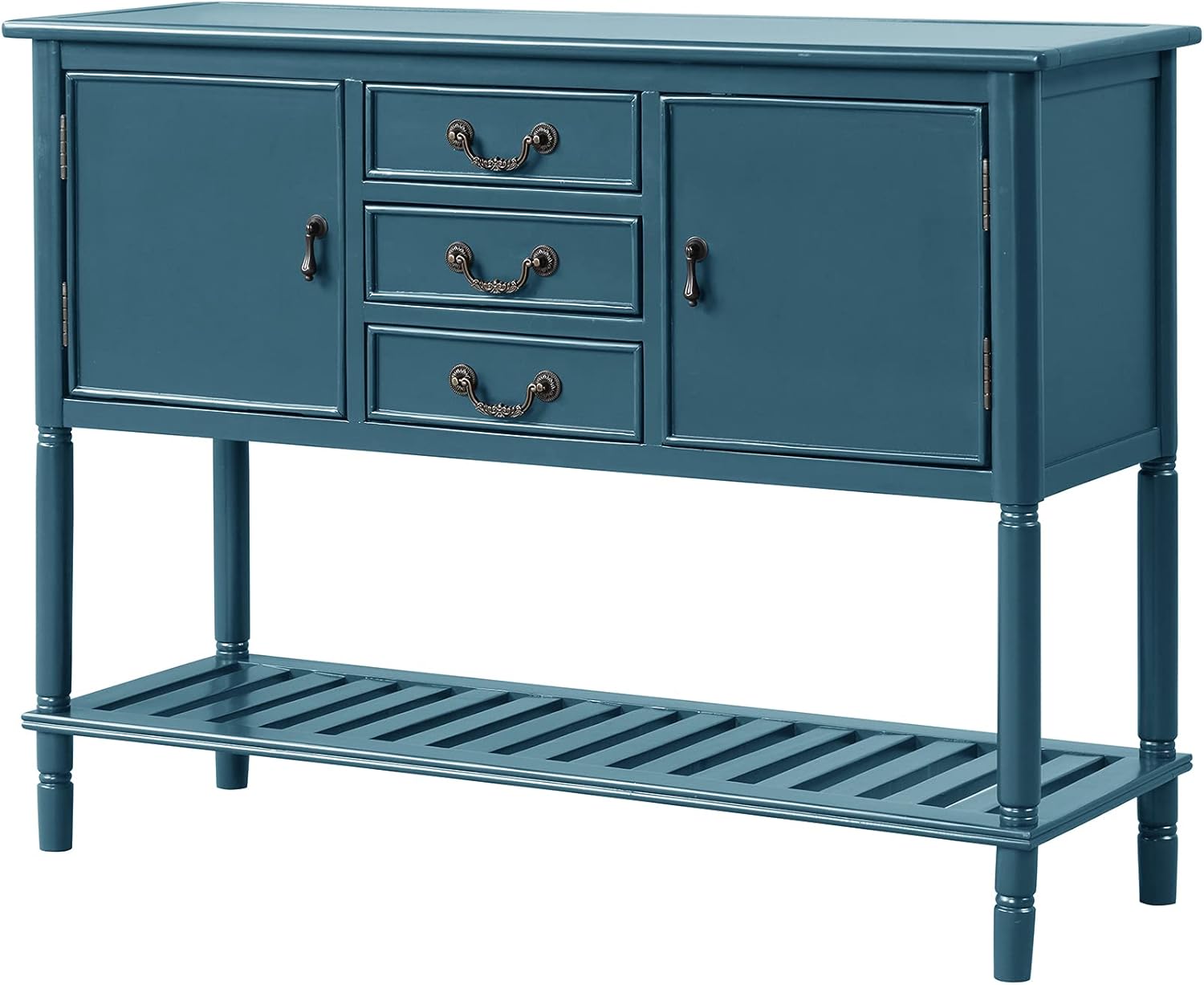 XD Designs Solid Wood Console Table Sofa Table 3 Drawers, 2 Cabinet 1 Shelf,Buffet Table