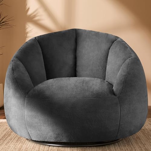 Giant Bean Bag Chair for Adults - Comfy Plush Round Shell Soft Accent Chair, Oversized Cozy Lounge Floor Sofa Reading Chair