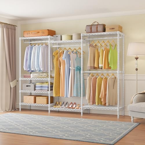 VIPEK V5 Portable Closet Wardrobe Heavy Duty Clothes Rack, Freestanding Clothing Rack with 4 Hang Rods & 8 Shelves, Adjustable Closet Racks