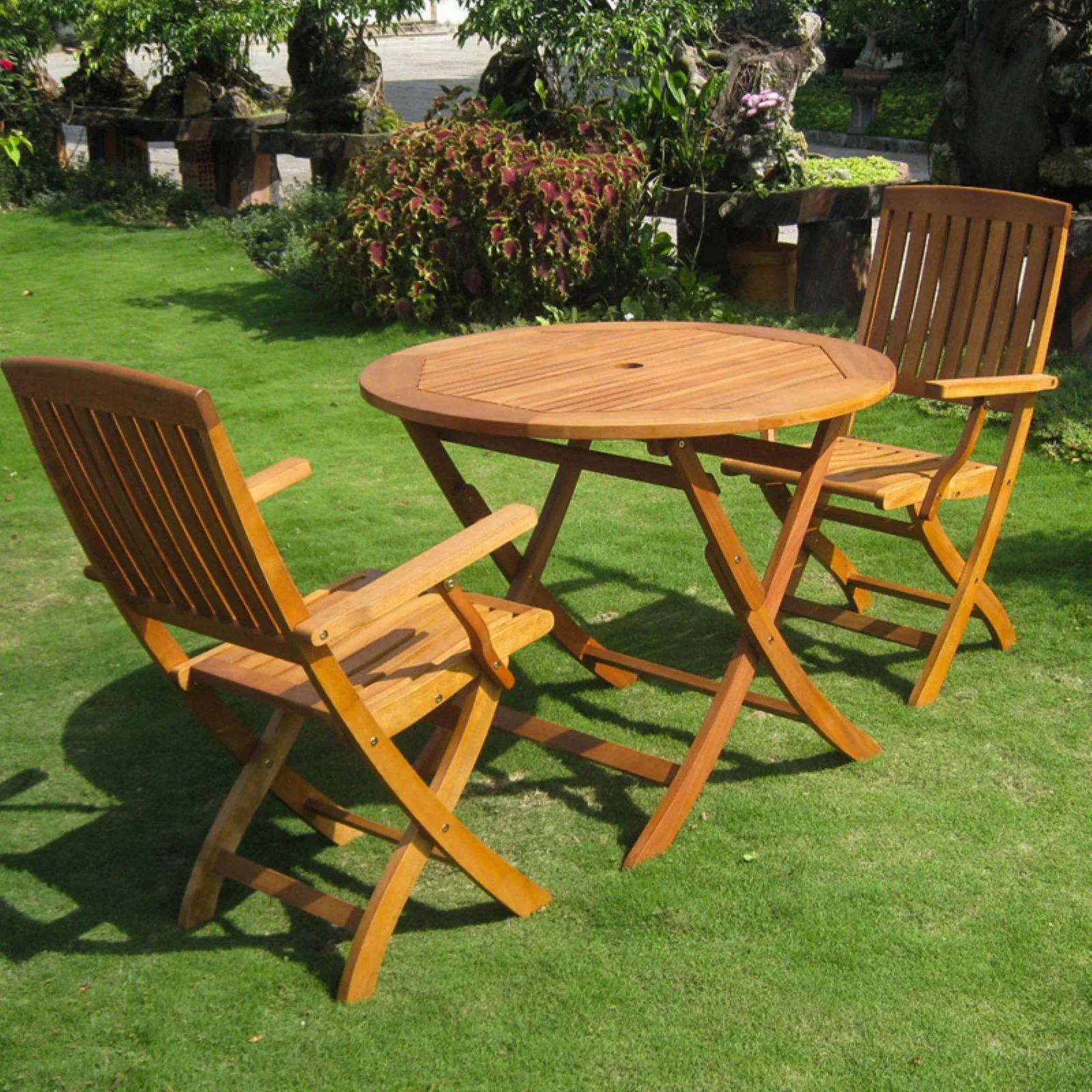International Caravan Royal Tahiti Antigua Balau Wood 3 Piece Patio Bistro Set