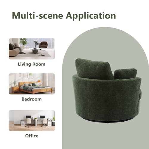Chifee & Vingol 42.2" Oversized Swivel Accent Chair Round Barrel Chair,Chenille,Beige
