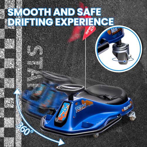 24V Electric Go Kart, 7Ah Drifting Car，Battery Powered Ride on Car Outdoor with 360 Degrees Rotating, Simplified Drift System, Variable Speed