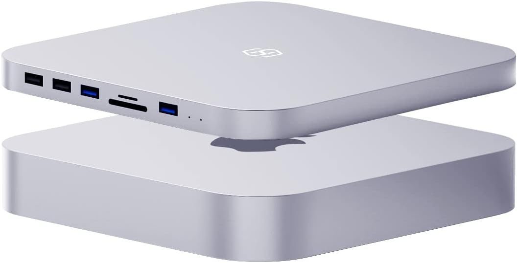USB-C Hub with Hard Drive Enclosure, Hagibis Type-C Docking Station & Stand for Mac Mini M1 with SATA, USB 3.0