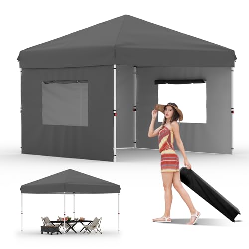 10x20 Pop Up Canopy - Easy Up Camping Tent with One Roller Bag, 3 Adjustable Height, 4 Weight Bags for Deck, Garden, Sports, Beach, Party - White