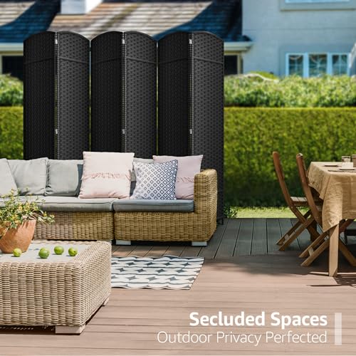 Sorbus 8-Panel Black Room Divider with Double Hinged Panels, 6 ft Tall Folding Privacy Screen