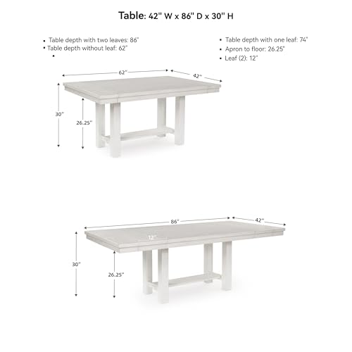 Signature Design by Ashley Robbinsdale Casual Removable Center Leaf Dining Extension Table with Trestle Base, White