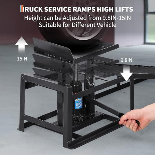 2PCS Hydraulic Car and Truck Service Ramps,11023 Lbs (5 Tons) Capacity, Portable Lifts Ramps for Oil Changes, Adjustable Lift Height 9.8" to 16.21"