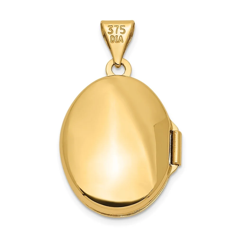 Auriga 14K Yellow Gold Polished Diamond Oval Locket Pendant for Women (L-24mm, W-14.15mm)