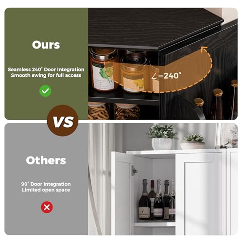 IRONCK Corner Cabinet, 72" Kitchen Pantry Cabinet, 6-Tier Farmhouse Pantry with 4 Adjustable Shelves, 240° Swivel Doors, 2 Doors Storage