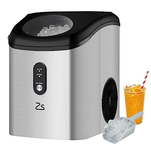 Countertop Nugget Ice Maker, Nugget Countertop Ice Maker with Soft Chewable Pellet Ice, 33Lbs/Day Ice Makers