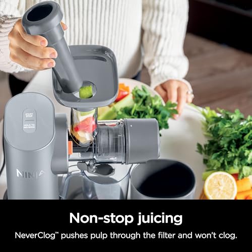 Ninja NeverClog Cold Press Juicer, Powerful Slow Juicer with Total Pulp Control, Countertop, Electric, 2 Pulp Functions, Dishwasher Safe