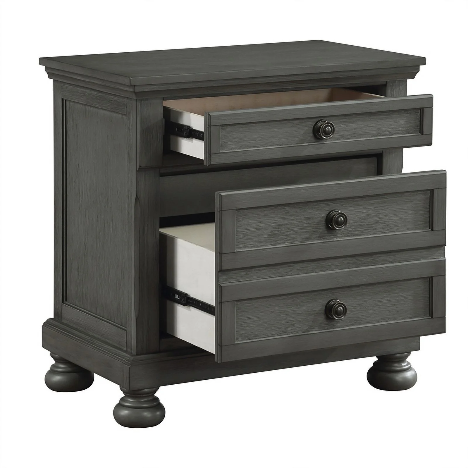 Pemberly Row Modern 5PC King Bedroom Set Made with Wood & Rustic Gray Finish