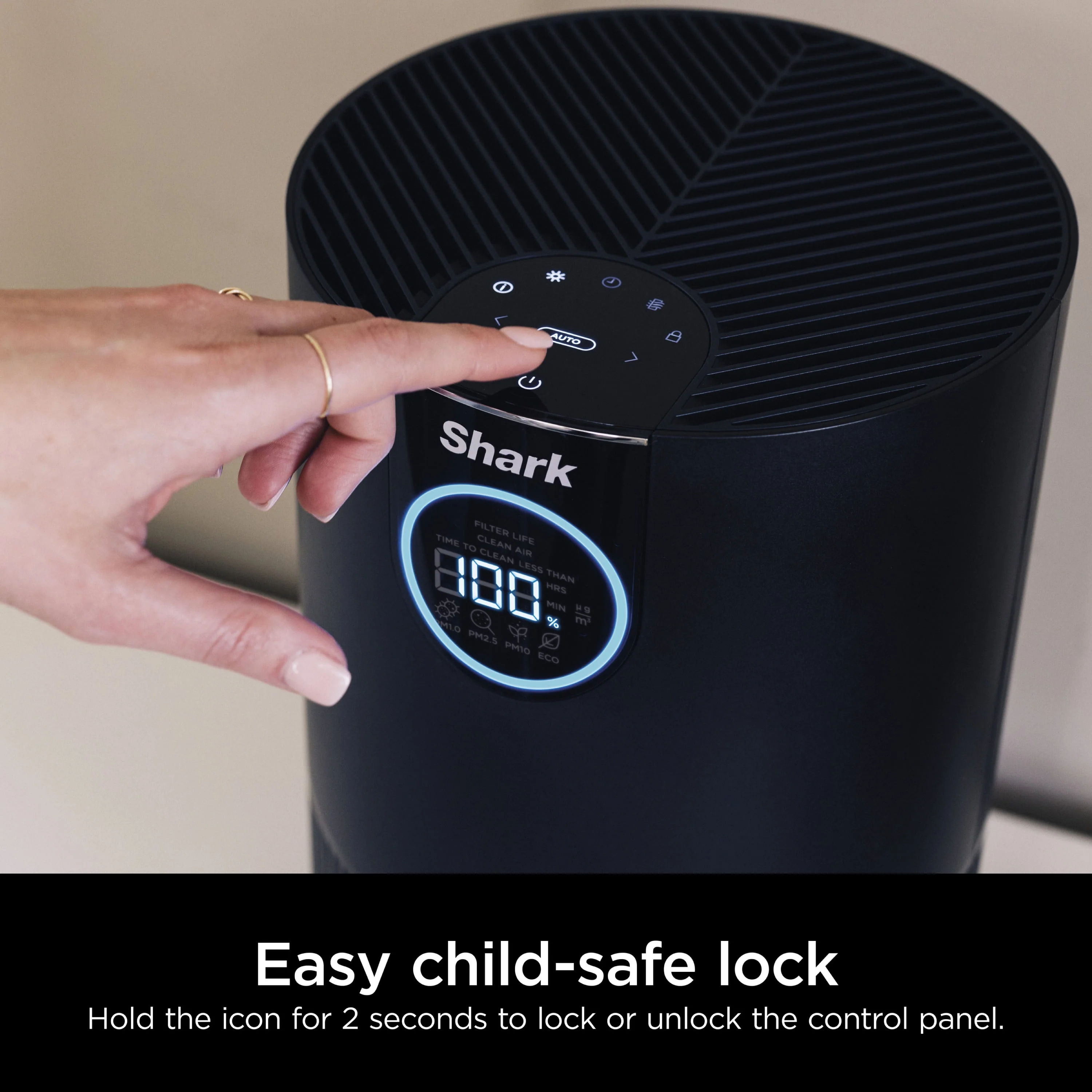 Shark Air Purifier with Nanoseal HEPA, Cleansense IQ, Odor Lock, Cleans up to 500 Sq. Ft, Charcoal Grey, HP100