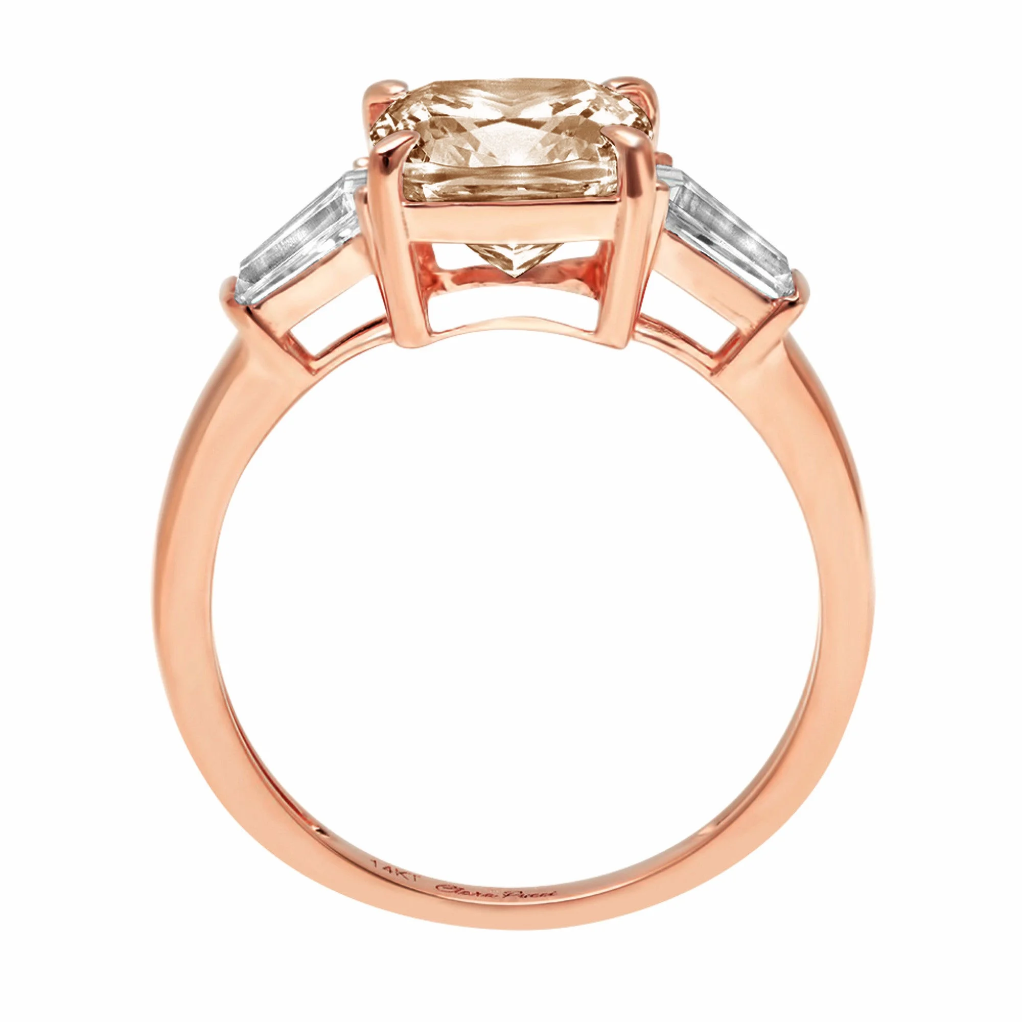 3ct cushion cut champagne simulated diamond 18k rose gold anniversary engagement 3 stone ring size 5