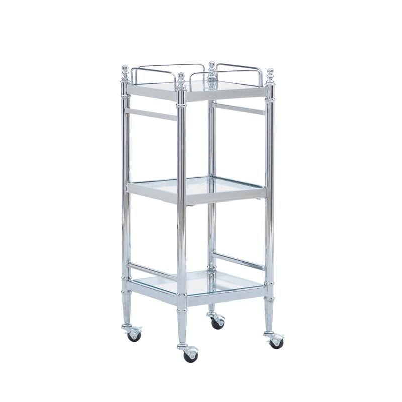Linon Summit Metal and Glass Cart in Chrome - CYMX289