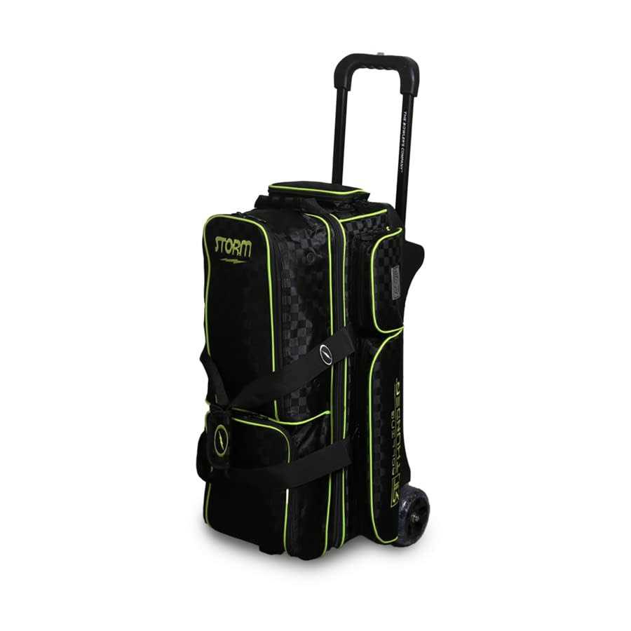 Storm Rolling Thunder 3 Ball Roller Checkered Black/Lime Bowling Bag - Sports Supplies Online Store