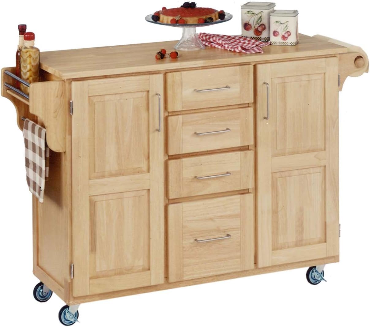 Create-a-Cart Warm Oak 2 Door Cabinet Kitchen Cart with Natural Wood Top by Home Styles