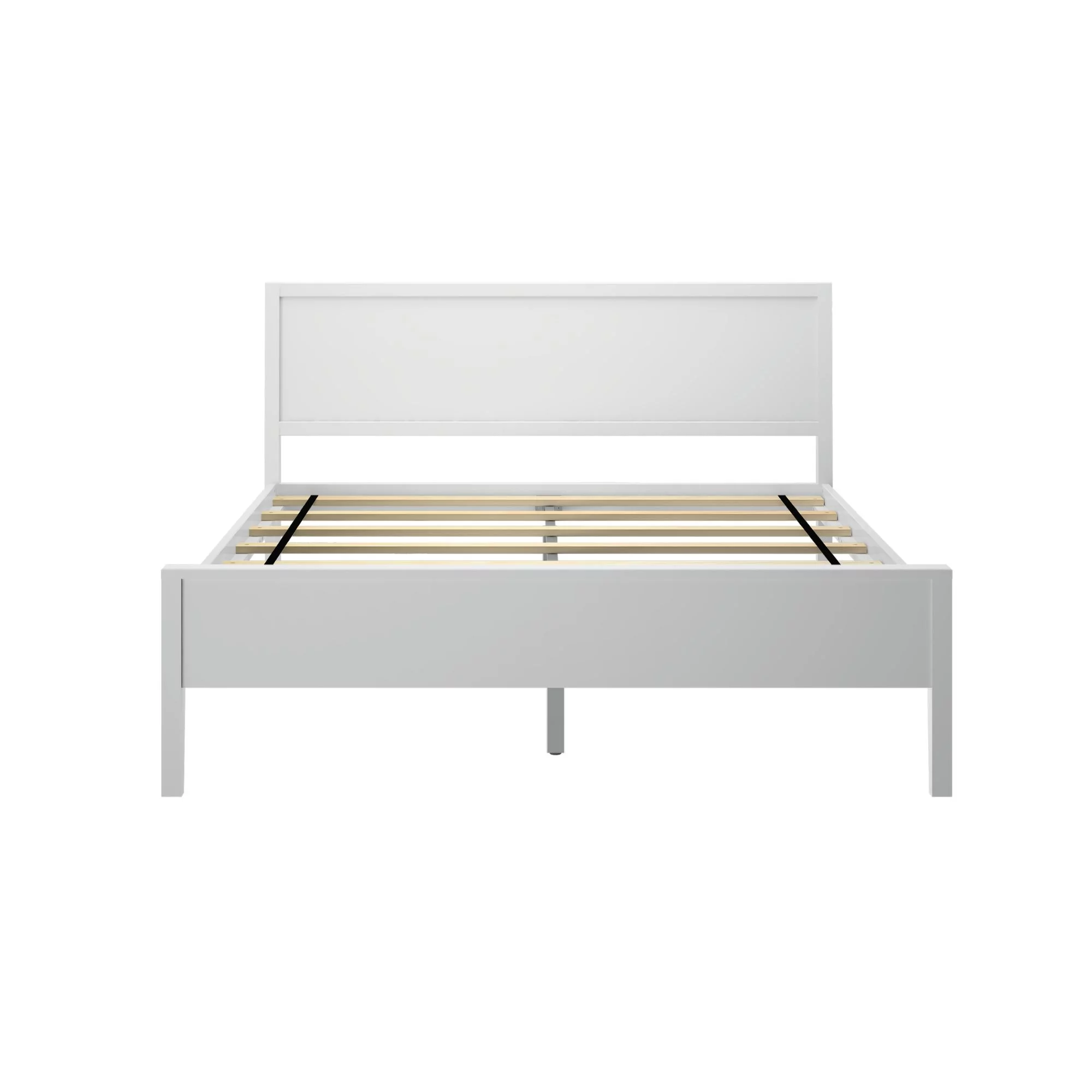 Plank+Beam Solid Wood Queen Bed Frame with Headboard, Modern Platform Bed for Adults, White