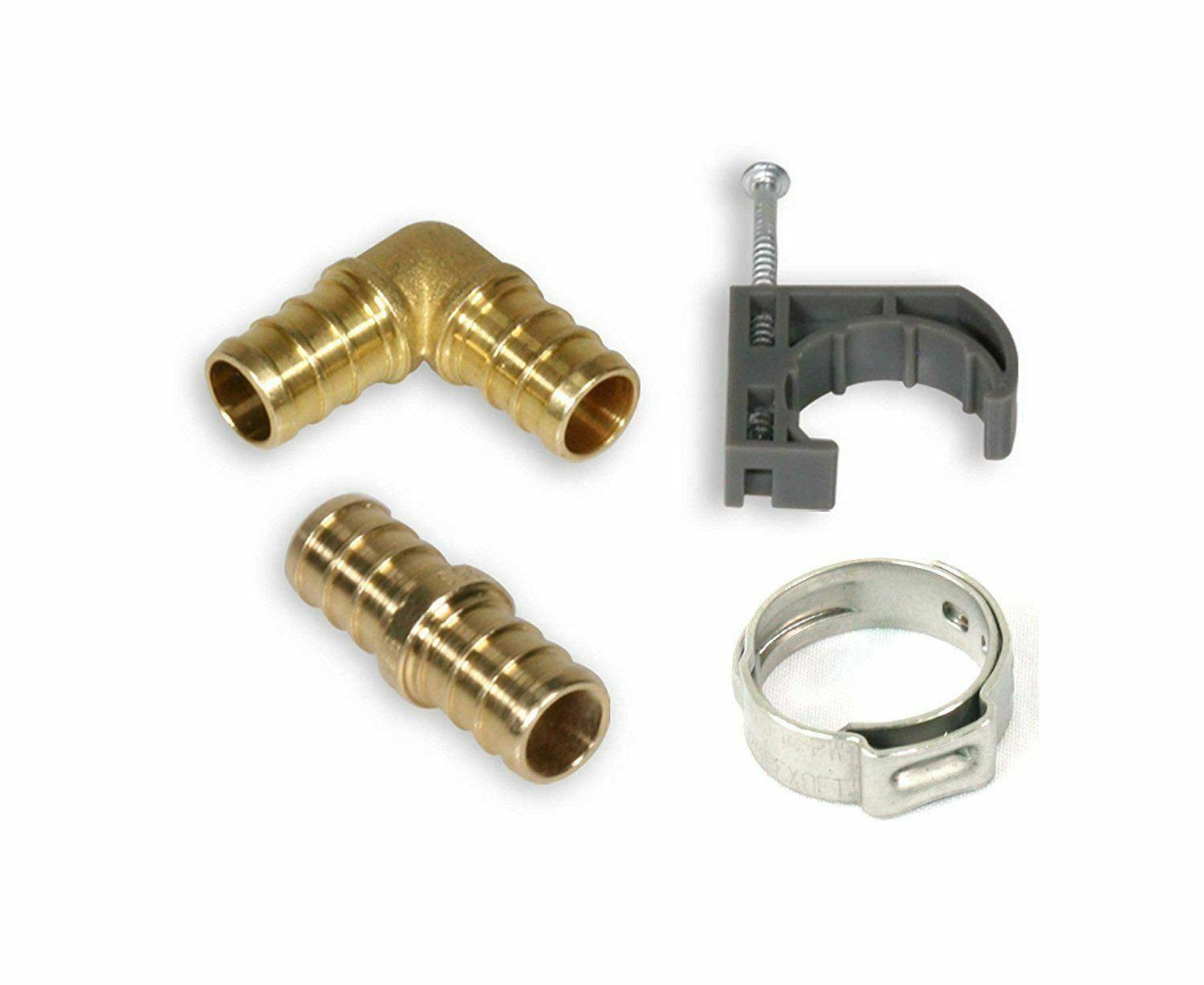 Pexflow Pxkt12 PEX Plumbing Kit - Crimper Tool with Lock Hook, Cutter Tool with Carrying Case, Lead Free Brass Barbed 1/2 inch E