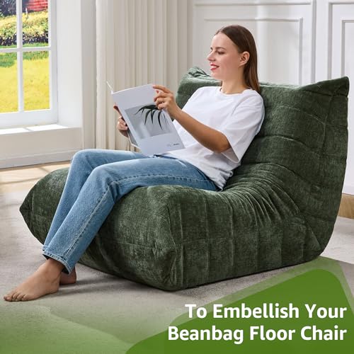 Bean Bag Chairs for Adults Giant Bean Bag Chair Memory Foam BeanBag Chair Big Bean Bag Sofa with Filler Faux Fur Fireside Beanbags Lazy Sofa for