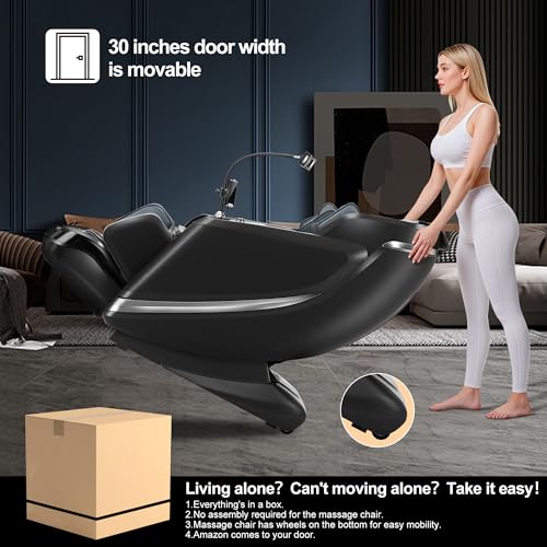 2025 Massage Chair Full Body with 12 Auto Modes,Zero Gravity SL-Track Shiatsu Massage Chair with AI Control,Auto Body Detection,Foot Rollers