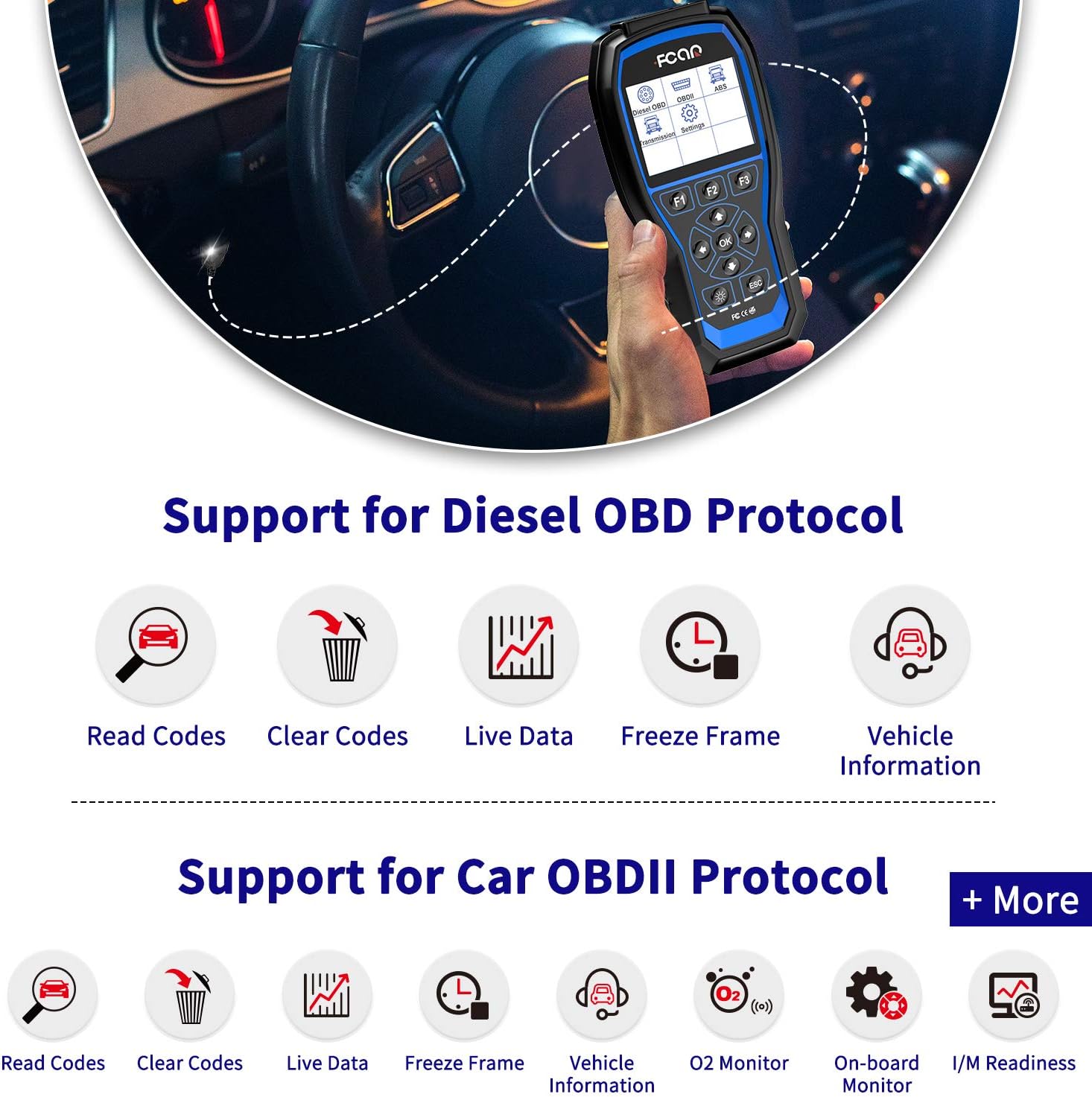 FCAR F507 Heavy Duty Truck Scanner, 2 in 1 Car OBD2 Scanner&HD Truck Scan Tool