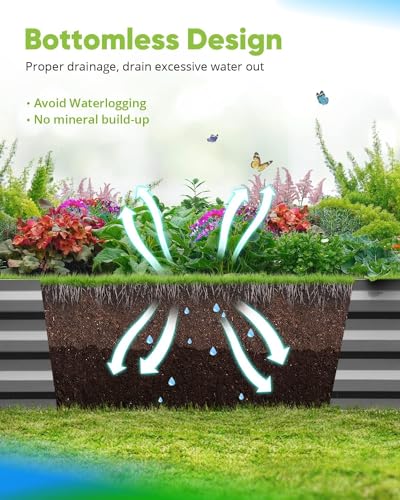 Quictent Galvanized Raised Garden Bed with Crop Cage Plant Protection Net Tent and Shade Cloth Kit Metal Planter Box Bottomless Planting Vegetables