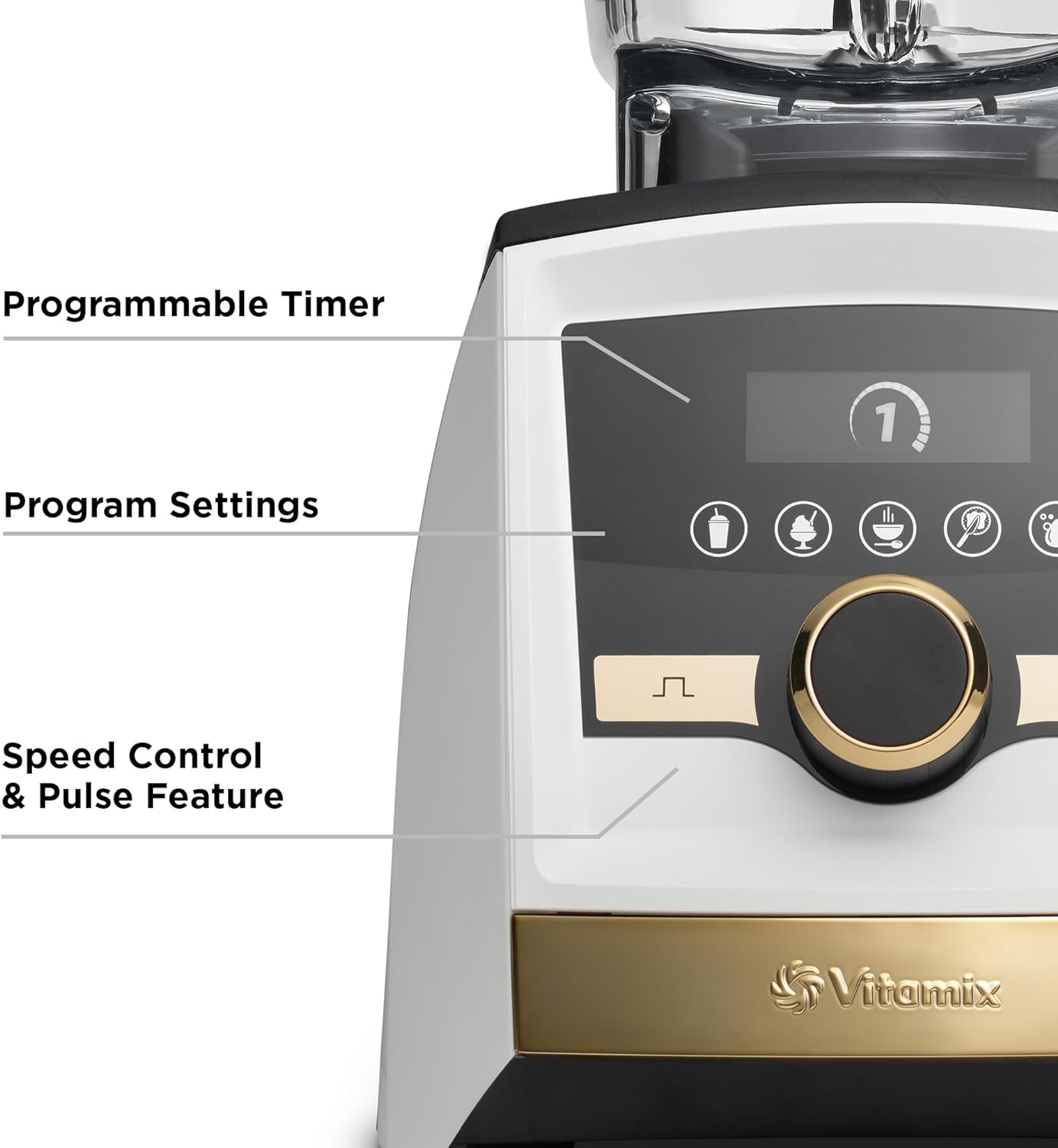 Vitamix A3500 Ascent Series Gold Label Smart Blender, Professional-Grade, 64 oz. Low-Profile Container, White with Gold Accents