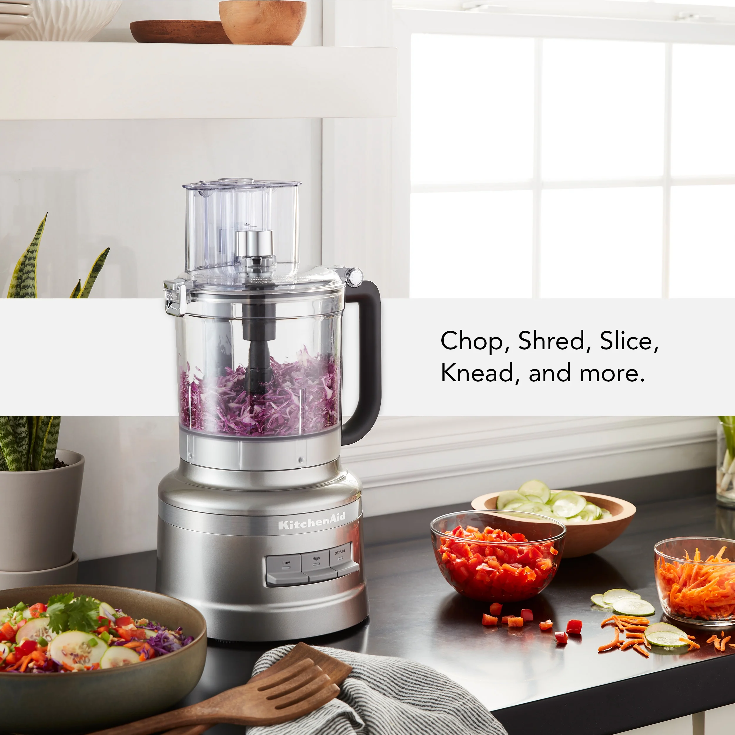 KitchenAid 13-Cup Food Processor, Contour Silver, KFP1318