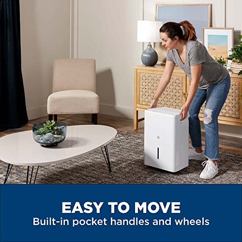 GE Energy Star Portable Dehumidifier 35 Pint, Perfect for Bedroom, Basement & Garage or Rooms up to 3000 Sq Ft, Ideal for High Humidity Areas