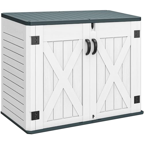 YITAHOME Outdoor Horizontal Storage Sheds w/o Shelf, Weather Resistant Resin Tool Shed, Multi-Opening Door for Storage of Bike, Trash Cans