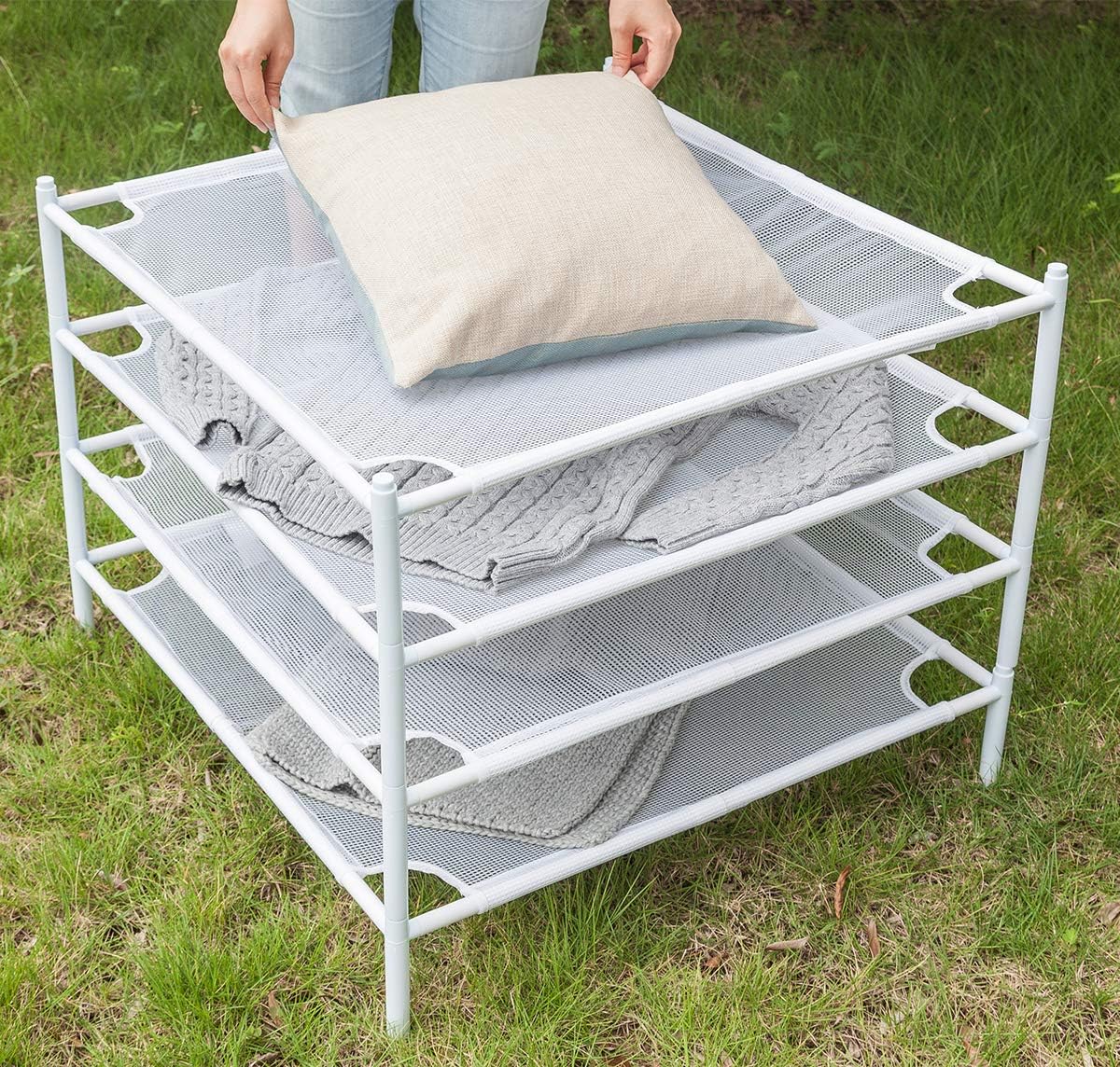 STORAGE MANIAC Sweater Drying Rack, Mesh Clothes Drying Rack, Stackable Laundry Drying Rack, Lay Flat Dryer for Delicates