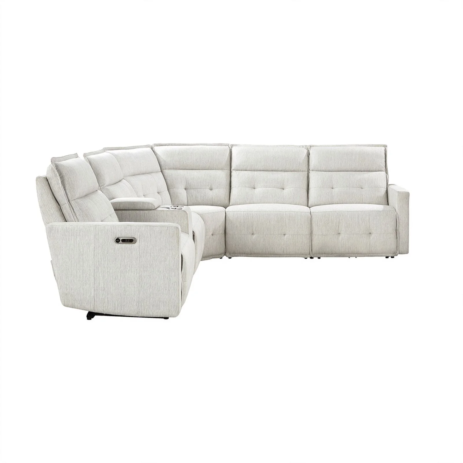 Pemberly Row 6-Piece Fabric Modular Power Reclining Sectional in White