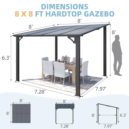 AECOJOY 10&rsquo; x 10&rsquo; Gazebo, Wall Mounted Gazebos Pergola on Clearance, Outdoor Patio Lean to Gazebo Awnings for Deck, Porch