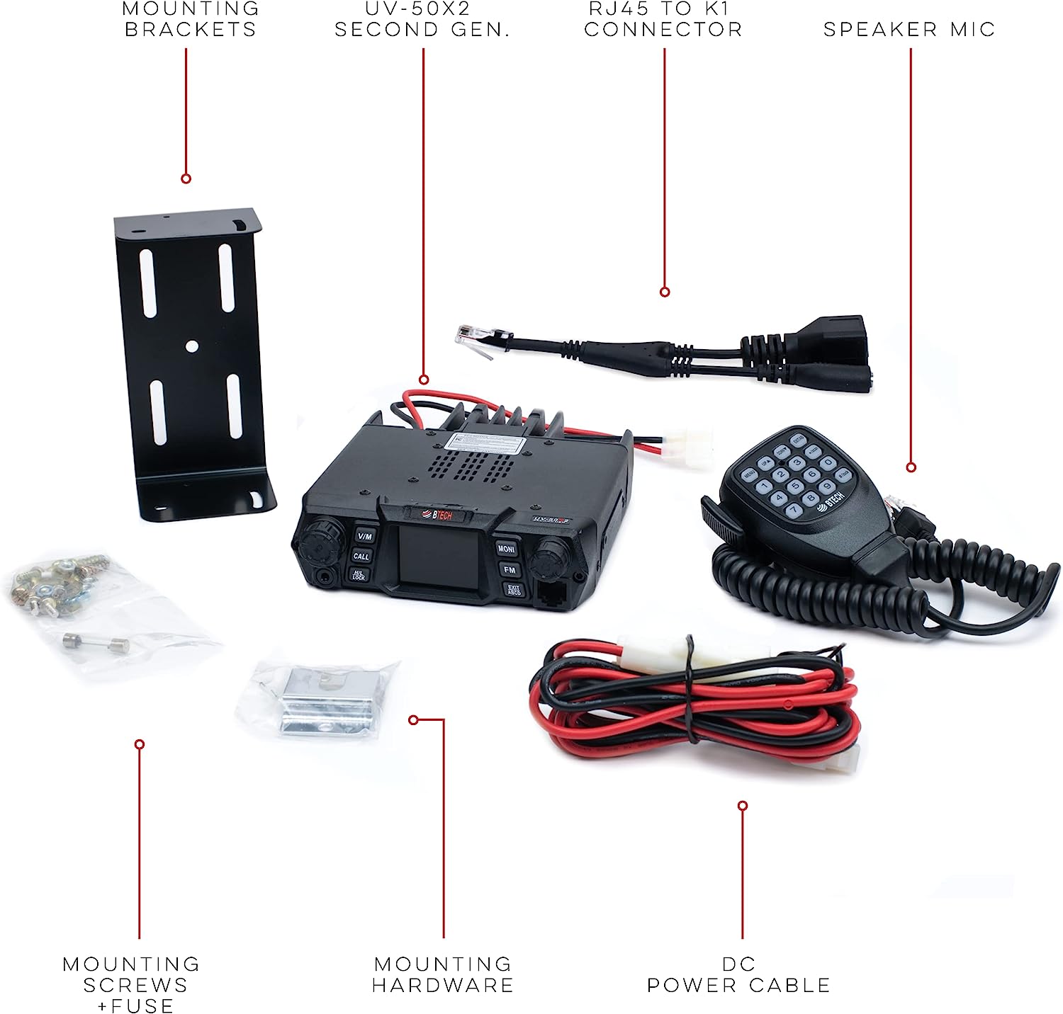 BTECH UV-50X2 (Second Gen.) Mobile 50 Watt Dual Band Base, Mobile Radio: VHF, UHF Amateur (Ham) - Smart Home Appliances
