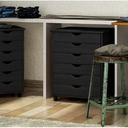 Rebrilliant Carver 6 Drawer Rolling Storage Chest, Black