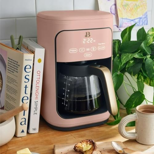 Beautiful Coffee Maker, 14-Cup, Touch Display, Programmable, 1200W, Stainless Steel, Keep Warm, 24h Timer dishwasher-safe (Black Sesame)
