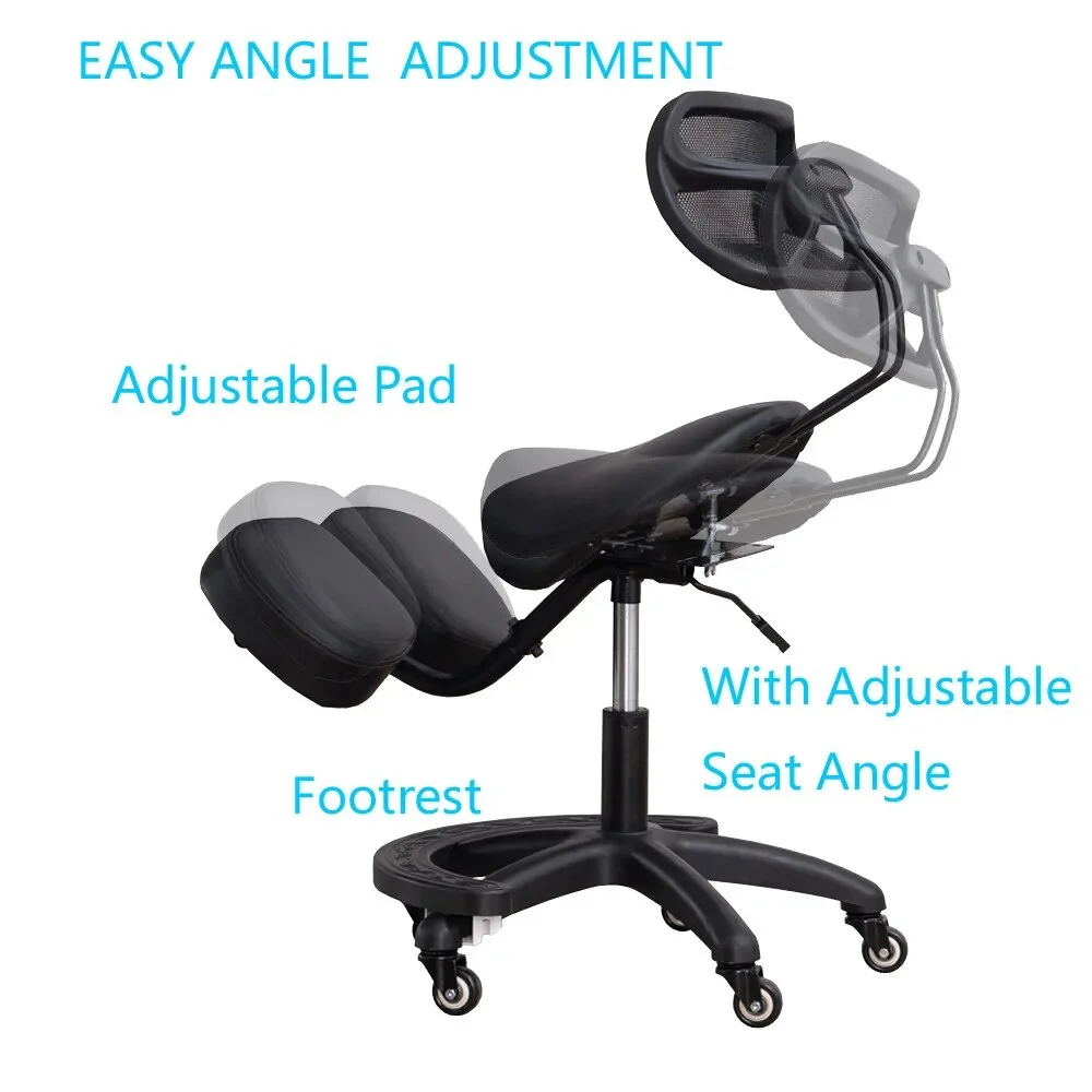 Kneeling Chair with Wheels and Back Support Ergonomic Computer Chair Adjustable Swivel Stool for Home and Office Improve Sitting