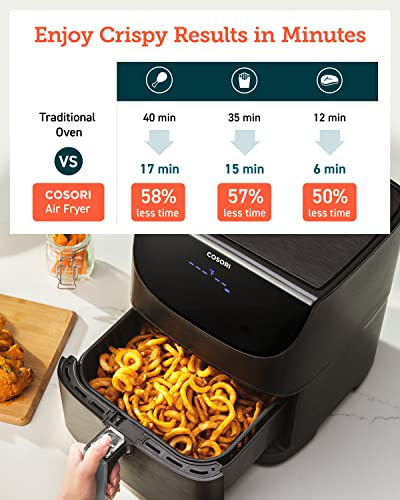 COSORI Pro Gen 2 Air Fryer 5.8QT, Upgraded Version with Stable Performance & Sleek New Look, 13 One Touch Functions, 100 Paper & 1100 Online Recipes