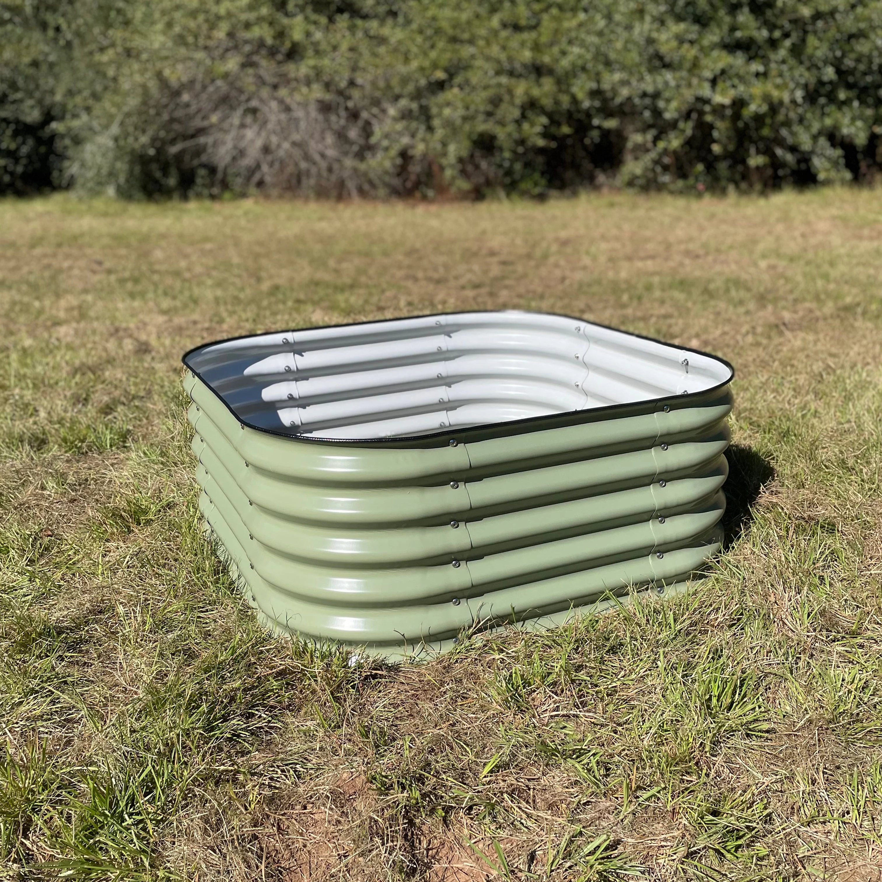 Vego Garden 17" Tall 4 in 1 Modular Metal Raised Gardening Beds Kit Metal Planter Box Olive Green