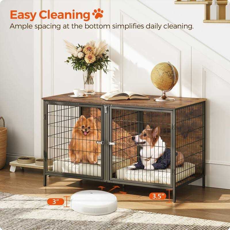 MAHANCRIS Dog Crate Furniture for 2 Dogs 43.3 Dog Kennel with Removable Divider - Pet Supplies online store