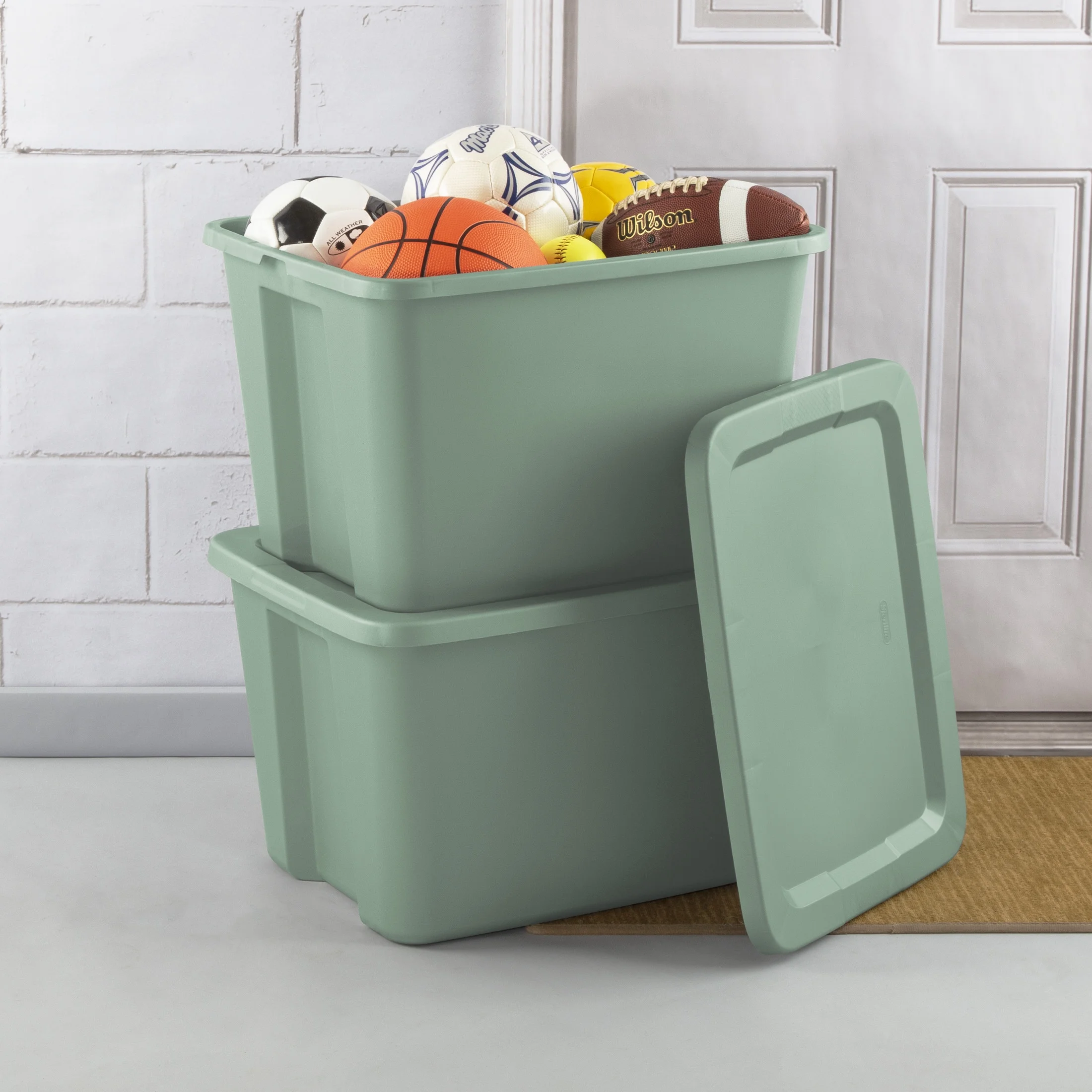 Sterilite 18 Gallon Tote Box Plastic, Gray, Set of 8