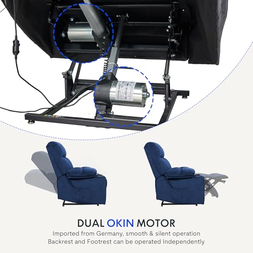 FLEXISPOT XL31 Power Lift Recliner Chair for Elderly, Electric Lift Chair with Massage & Heat, PU Leather Reclining Sofa w/Cup Holders