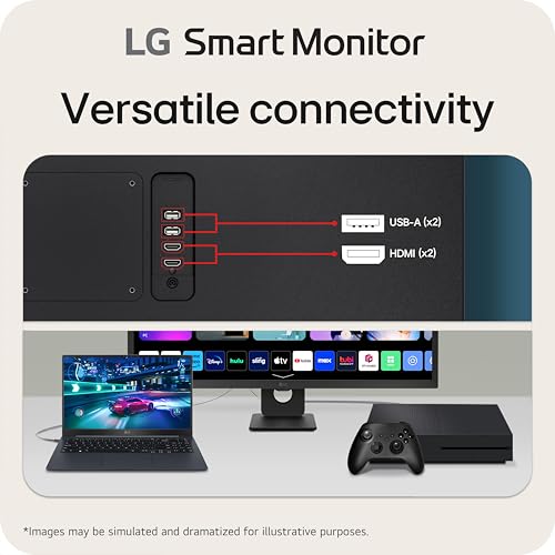 LG 27SR50F-W Smart Monitor 27-Inch FHD (1920x1080) IPS Display, webOS 23, HDR 10, x2 Built-in Speakers, AirPlay 2, Screen Share, Bluetooth, ThinQ App