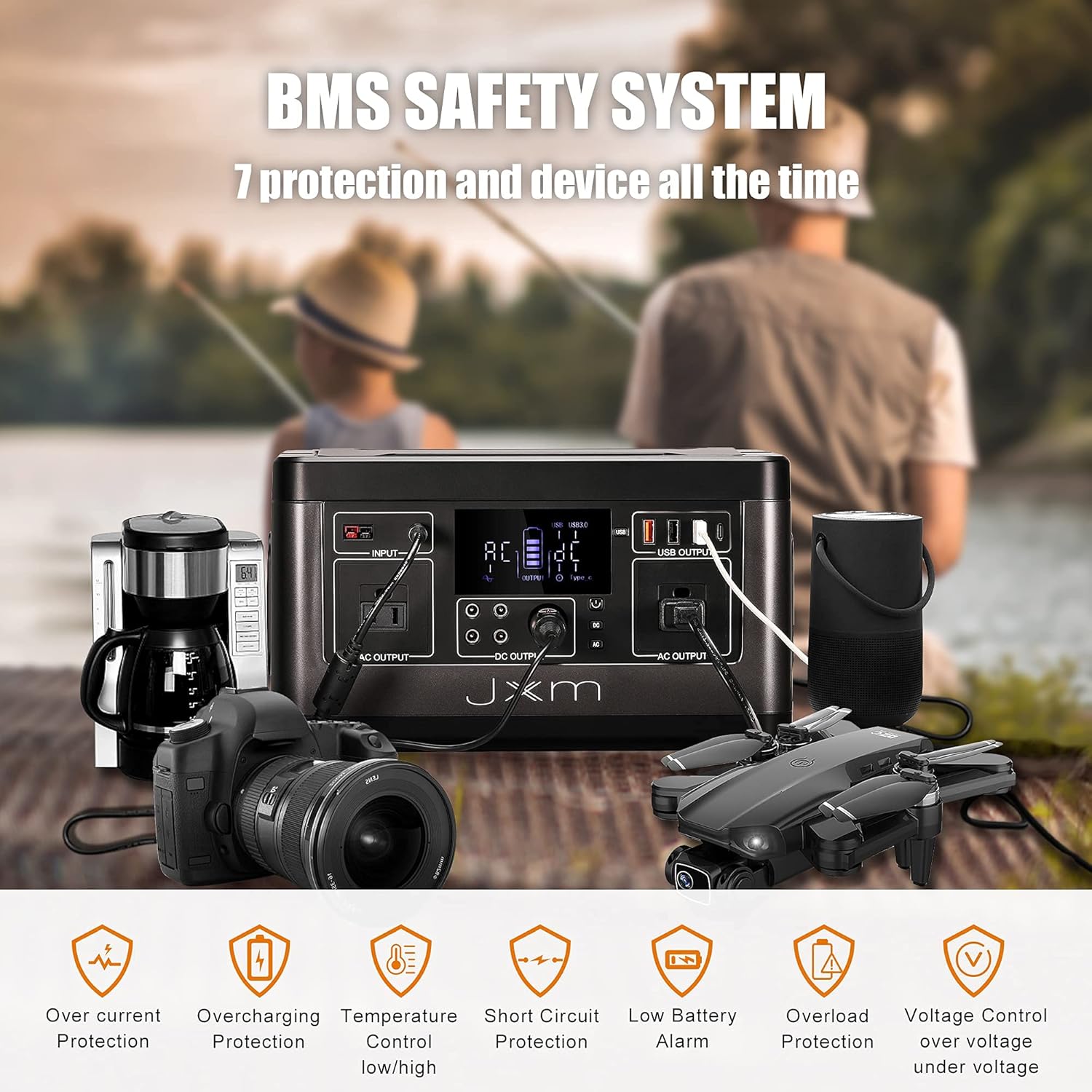 JXXM Portable Power Station 1002Wh Solar Generator, LiFePO4 Battery with 110V/1000W Pure Sine Wave AC Outlet