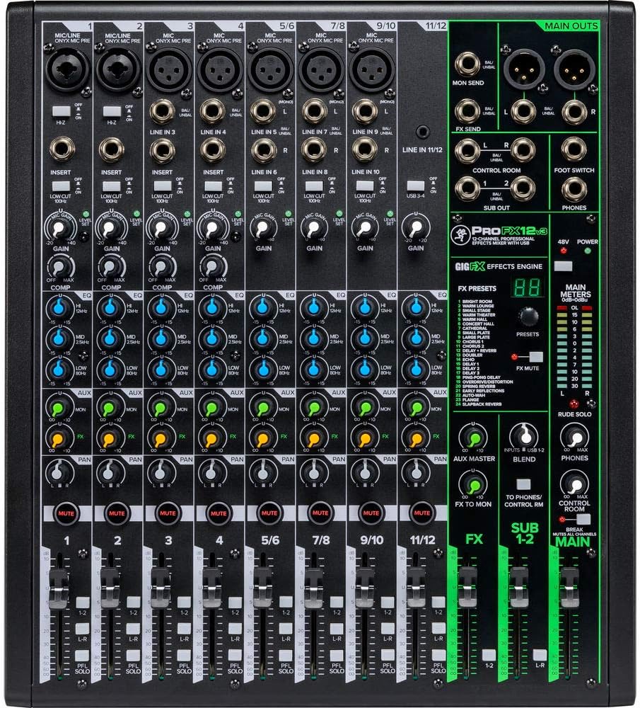 Mackie ProFX16v3 16-Channel Sound Reinforcement Mixer with Built-In FX, Gator Cases G-MIXERBAG-2118 Mixer Bag & Stereo Cable 10' Bundle