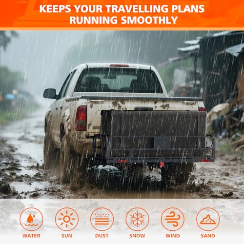 Hitch Mount Cargo Carrier Basket 500 LBS Folding Vehicle Cargo Baskets 60" x 24" x 14" Fits 2" Receiver with 2" Hitch Stabilizer for SUV