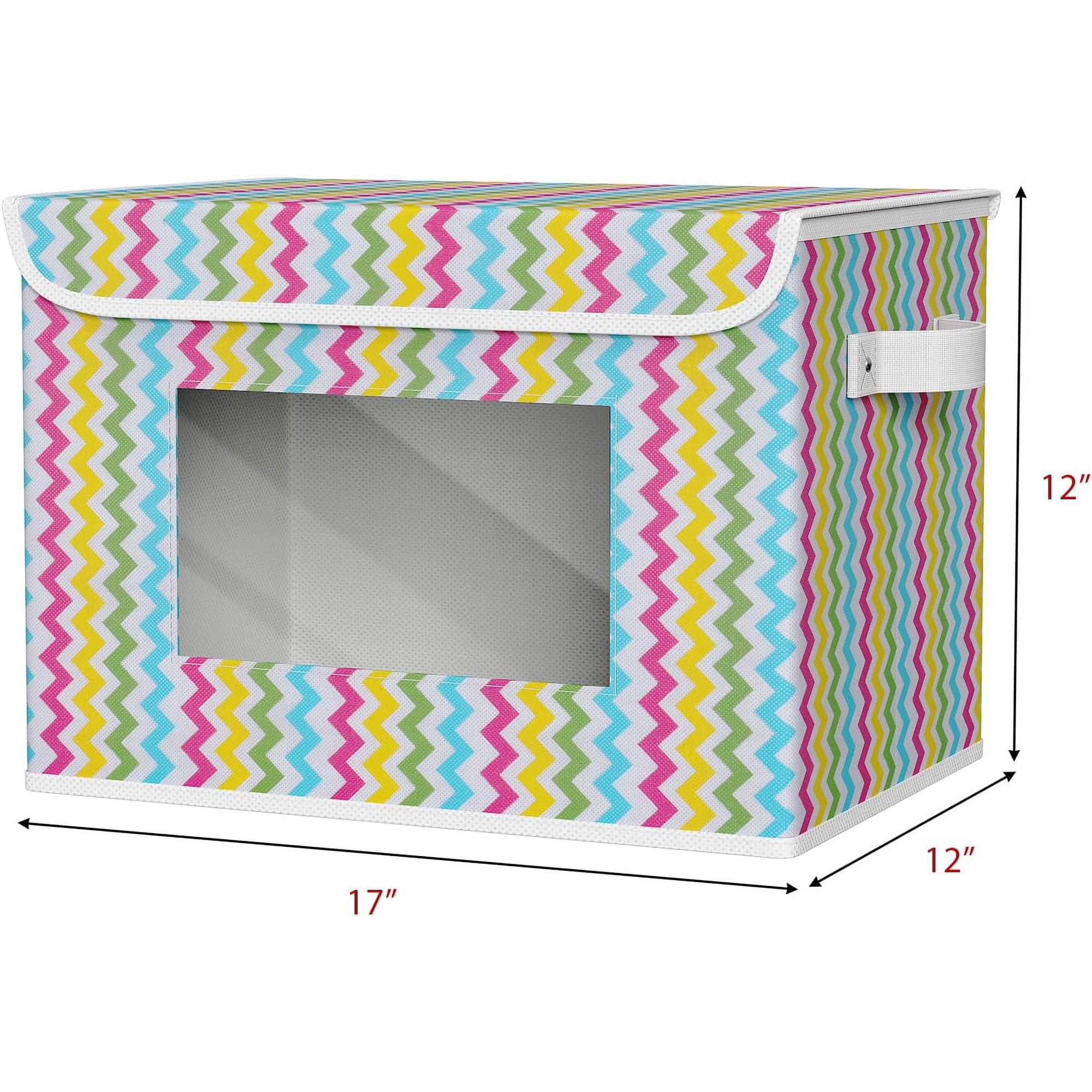 Fabric Foldable Storage Boxes [4-Pack] Large Collapsible Stackable Storage Bins with Lids, Closet Organizers and Storage Cube Basket for Home, Office
